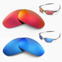 Walleva Fire Red + Ice Blue Polarized Replacement Lenses for Oakley Juliet Sunglasses